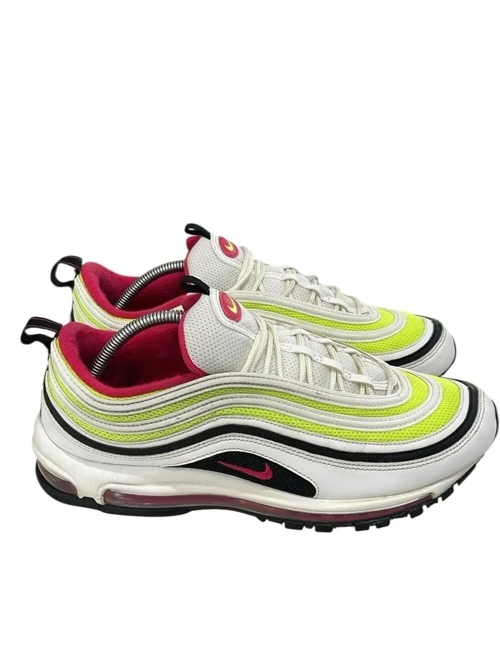 Nike Air Max 97 Men White/Volt/Pink Running Sneaker Shoes Size US 11